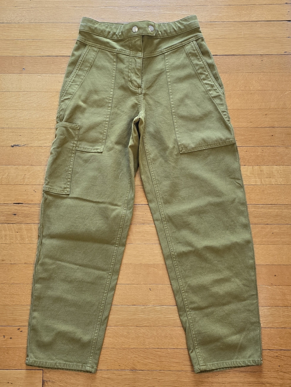 Wilfred Free, High-Waist Cargo Utility Straight Leg Pants, Olive, EUC, Women's 4